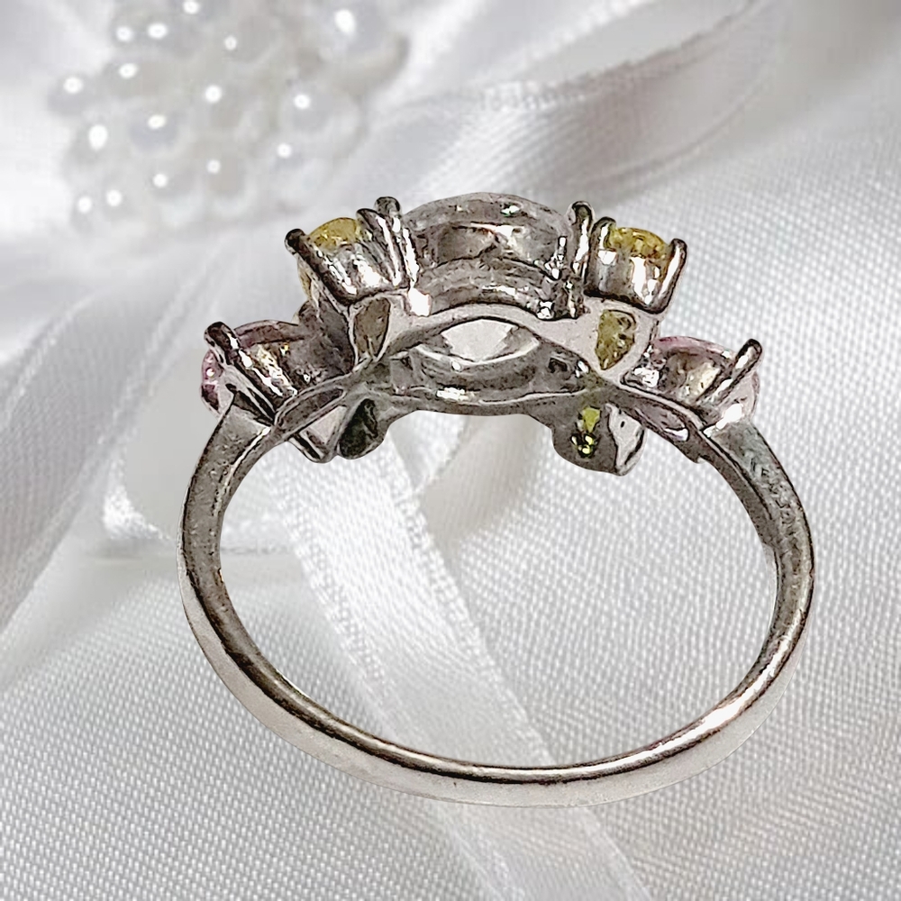 Elegant Multicolor Tourmaline Gemstone Silver Ring - Picture 3 of 6